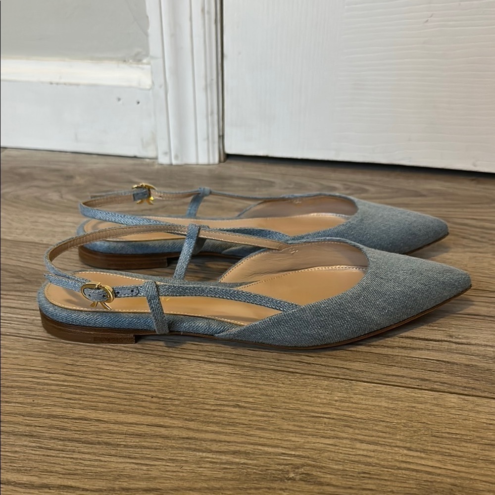 Gianvito Rossi Light Denim Slingback Flats